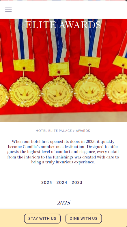 hotel elite palace website reward page design