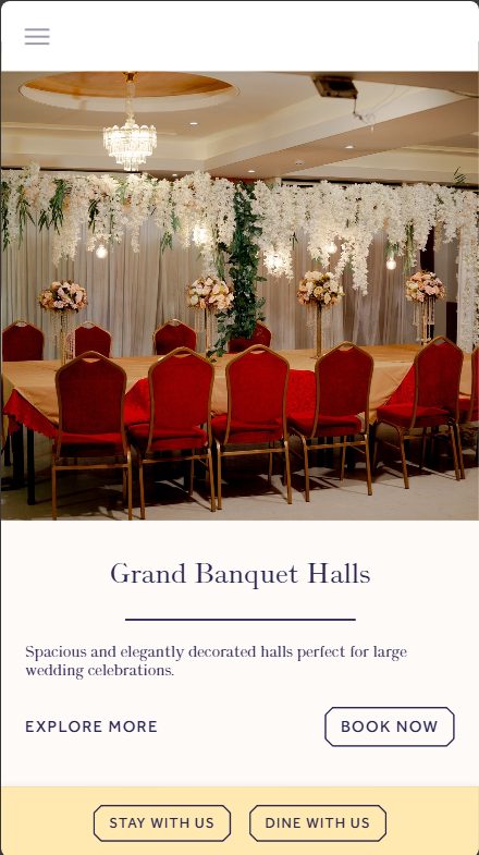 hotel elite palace website wedding page design