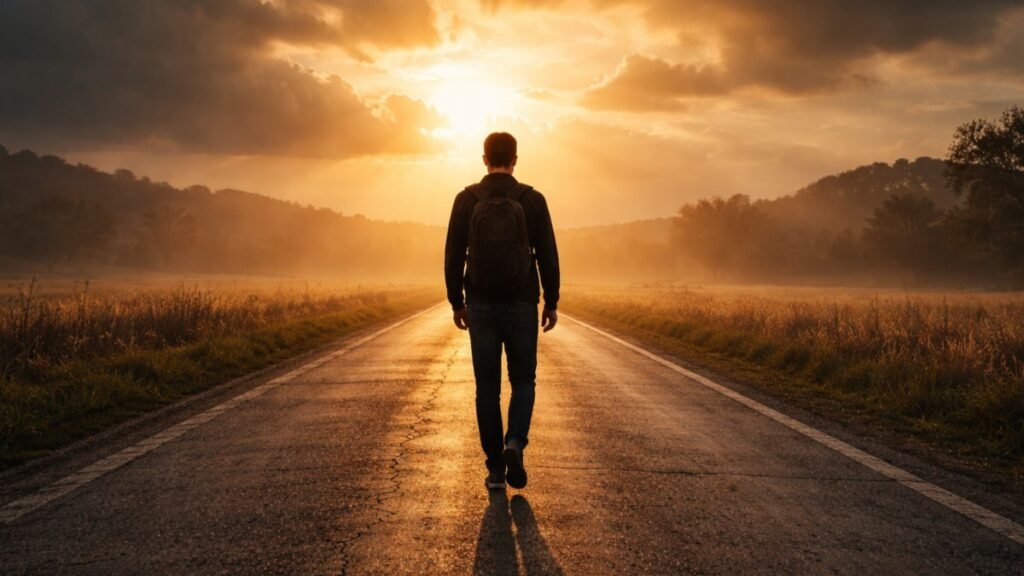 a man walking in a street